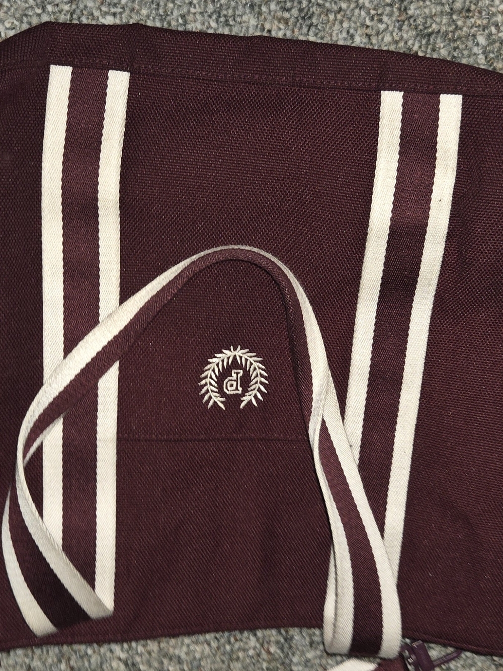 PINK Victoria's Secret Maroon Canvas Shoulder Bag with White Stripes